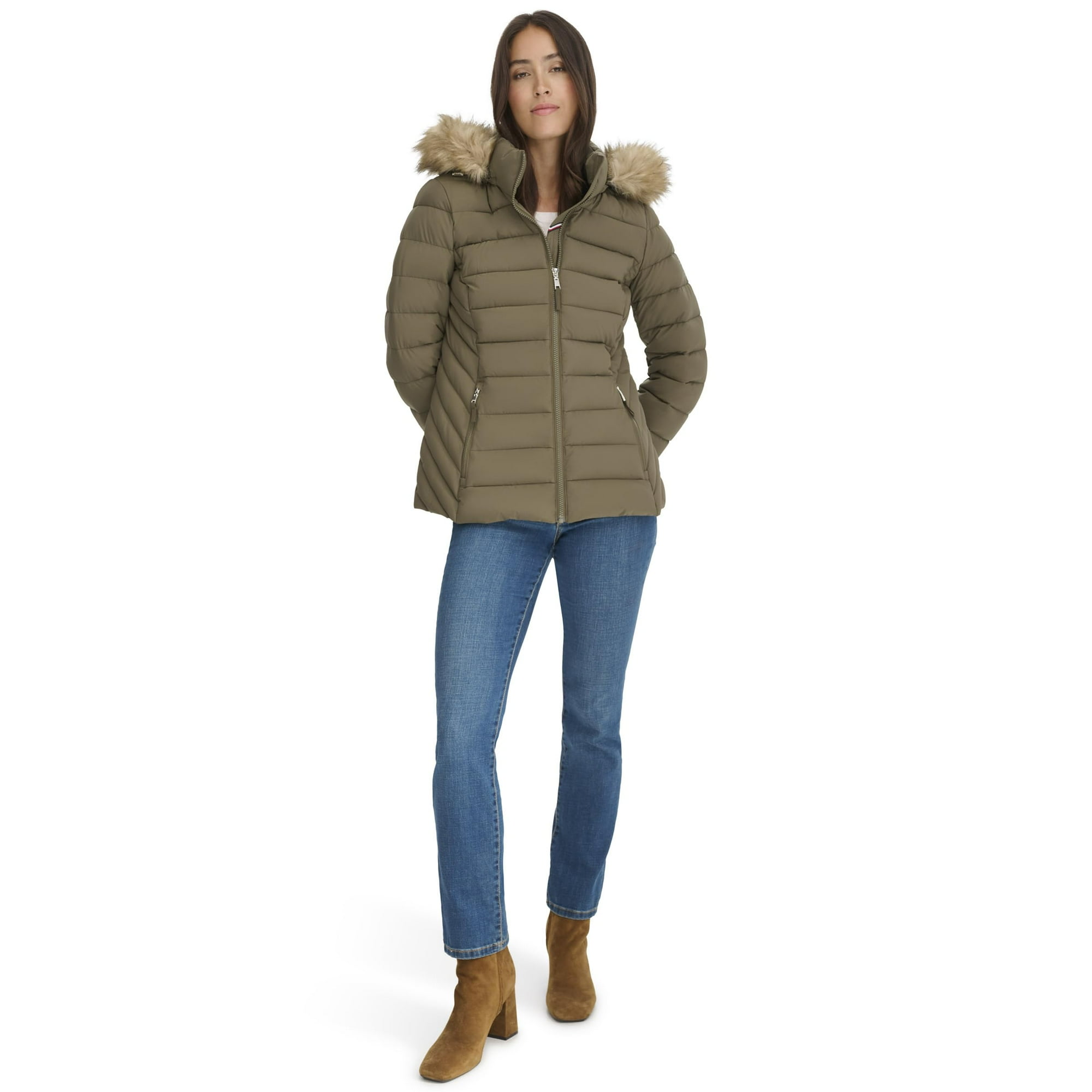 Chaqueta Tommy Hilfiger De Piel Sintética Con Ribetes Cortos Y Acolchados Para Mujer