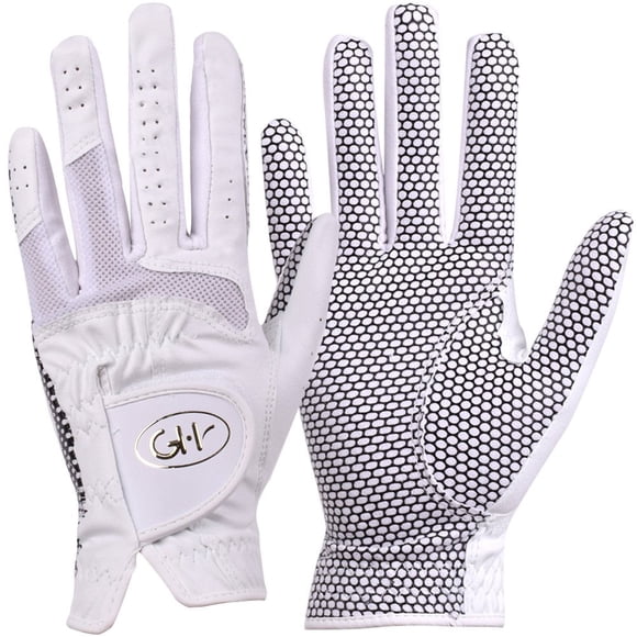 Guantes de golf GH de piel para mujer, un par, blancos, talla 20 (M)