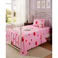 Casa Sol - Juego De Sabanas De Verano Corazón Niña Infantil 1 Plaza Mas 1 Almohada