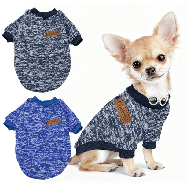 Uxcell Suéter Clásico de Poliéster para Perros Pequeños 2XL Azul Marino Azul Oscuro 2 Piezas