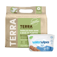 Terra Y Waterwipes - Pack Pañales Terra G 18 Uns + Tripack Toallitas Waterwipes