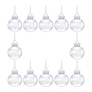 Magideal - Bolas De Navidad Iridiscentes, Adornos, Bolas Transparentes, Decoración Artesanal, Bolas Redondas Rellenables, Adornos Navideños Para El Hogar, Patio, 12 Uds.