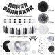 thumbnail image 2 of Decoraciones de cumpleaños YGYXMY, negro, plateado y blanco, tema para hombres, 2 of 6