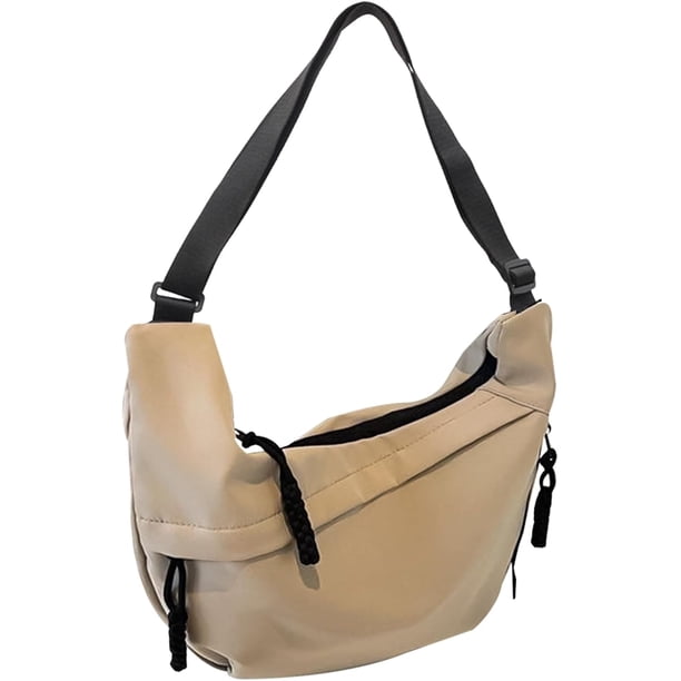 Bolso bandolera nylon color liso mujer 2026 moda ligero media luna correa ajustable ancha