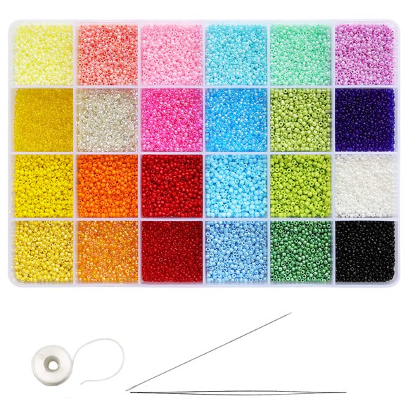 Kit de cuentas de vidrio Tibaoffy 2 mm, 24 colores, 24 000 piezas