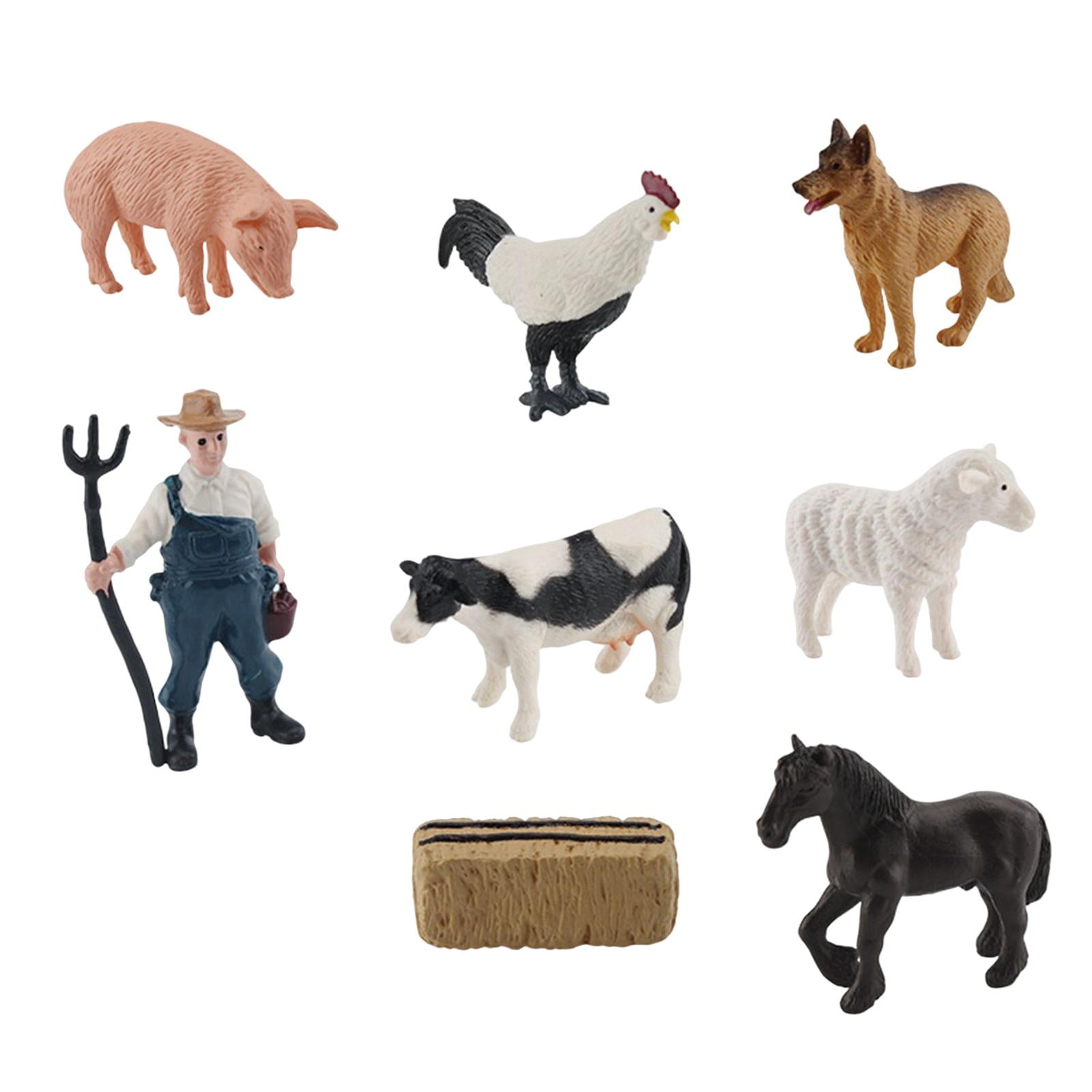 Magideal - Simulación Animales De Granja Figuras Juguetes Aprendizaje Juguetes Educativos Favores De Fiesta Aves De Corral Pequeñas Animales De Juguete Juego Par , 8 Piezas