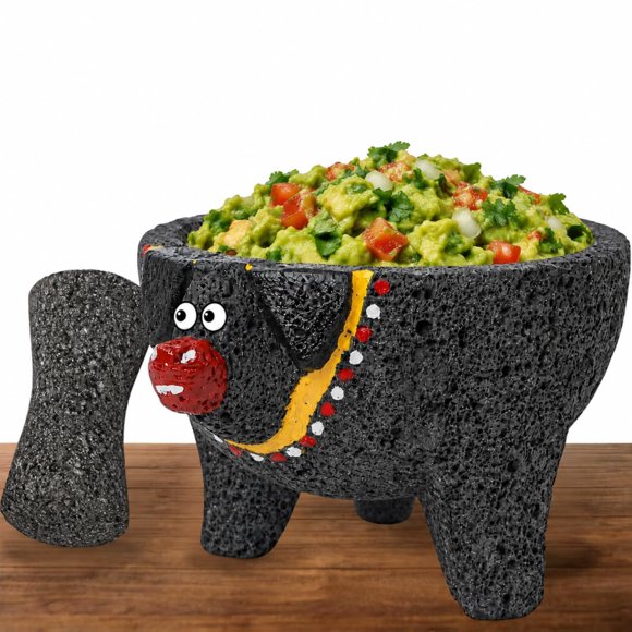 Molcajete Cuitáxi mexicano de piedra volcánica artesanal