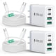 thumbnail image 1 of Bloque de cargador USB C Aiminu de 40 W, 4 puertos con cable USB-C de 6 pies, paquete de 2, 1 of 8