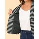 thumbnail image 5 of INSPIRE CHIC Blazer de Mujer con Solapa Muesca, Mangas Largas, Botones, Rayas, Talla L, Gris Blanco, 5 of 7