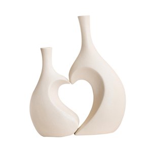 Magideal - Juego De Jarrón De Cerámica, Maceta, Soporte Para Contenedor De Flores, Jarrón Decorativo En Forma De Corazón Para Decoración Del Hogar, Estantería Blanco