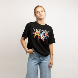 Polera Mujer Superheroes Negro Marvel