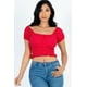 thumbnail image 1 of Top Casual de Punto Acanalado Liso con Mangas Abullonadas Fruncidas, 1 of 2