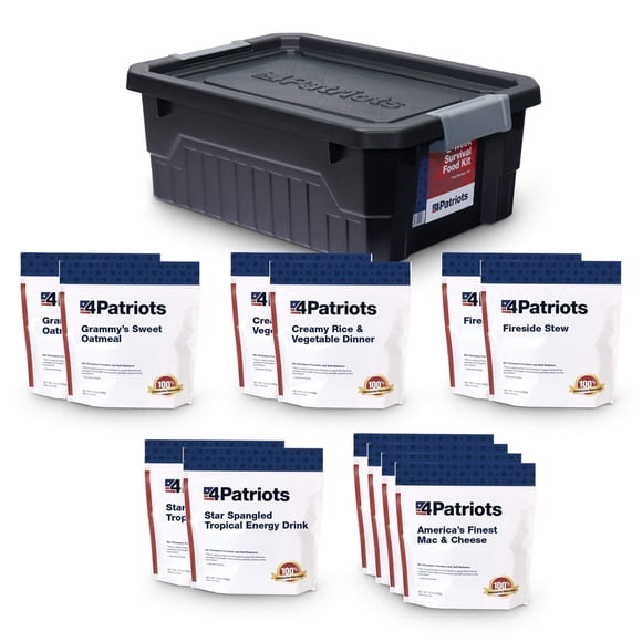 Kit de comida de supervivencia para 4 Patriots, suministro de emergencia para 2 semanas, 84 porciones