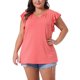thumbnail image 1 of Agnes Orinda Blusas de Verano para Mujer Tallas Grandes Cuello en V con Muesca Mangas con Volantes Blusa Casual 1X Naranja, 1 of 6