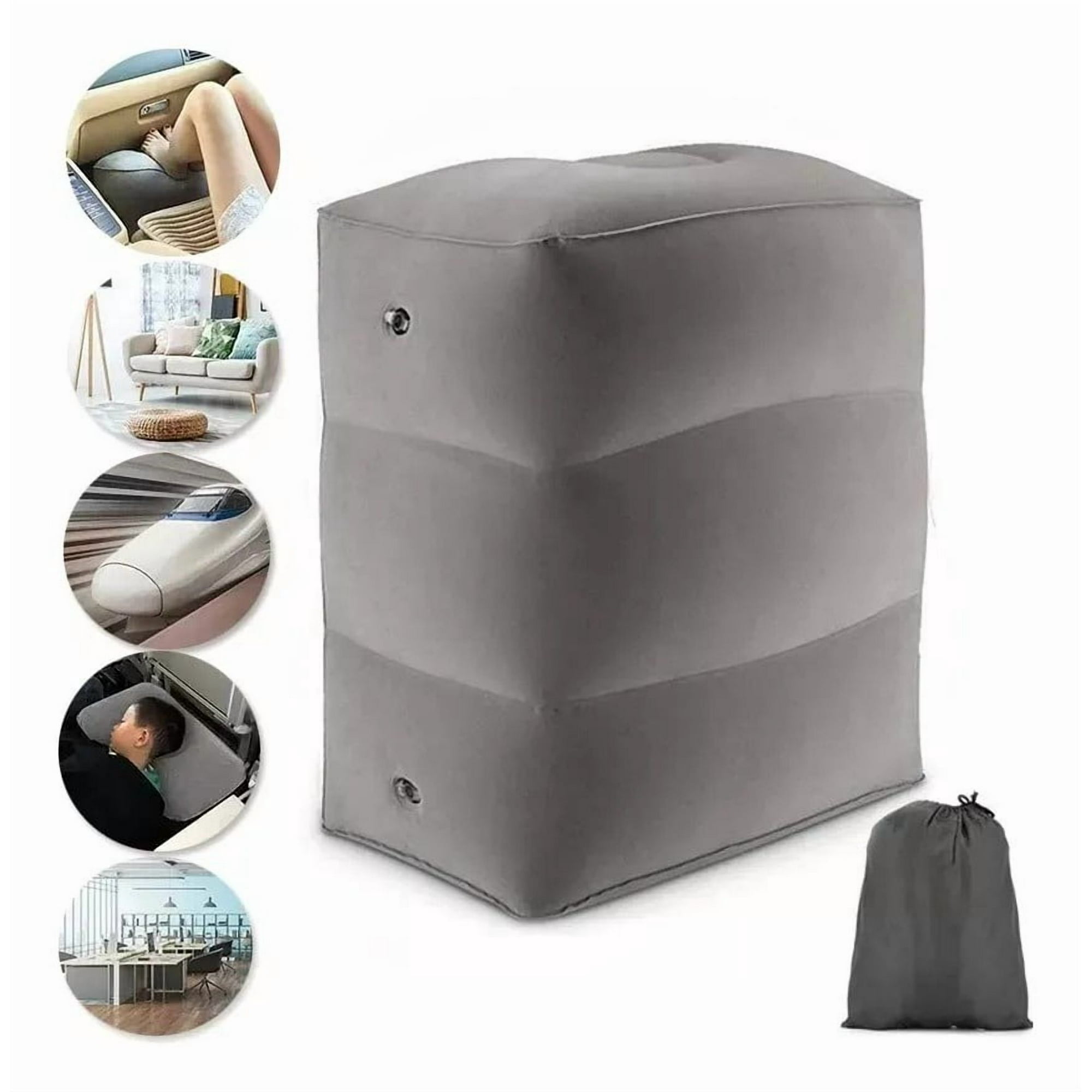 Genérica - Almohada Cojín Cama Inflable Para Viajes Avión, Auto, Bus. Blanco