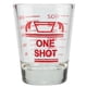 thumbnail image 1 of Vaso medidor de vidrio transparente pequeño de 45 ml, jigger esencial para cócteles, escala roja, 1 of 8