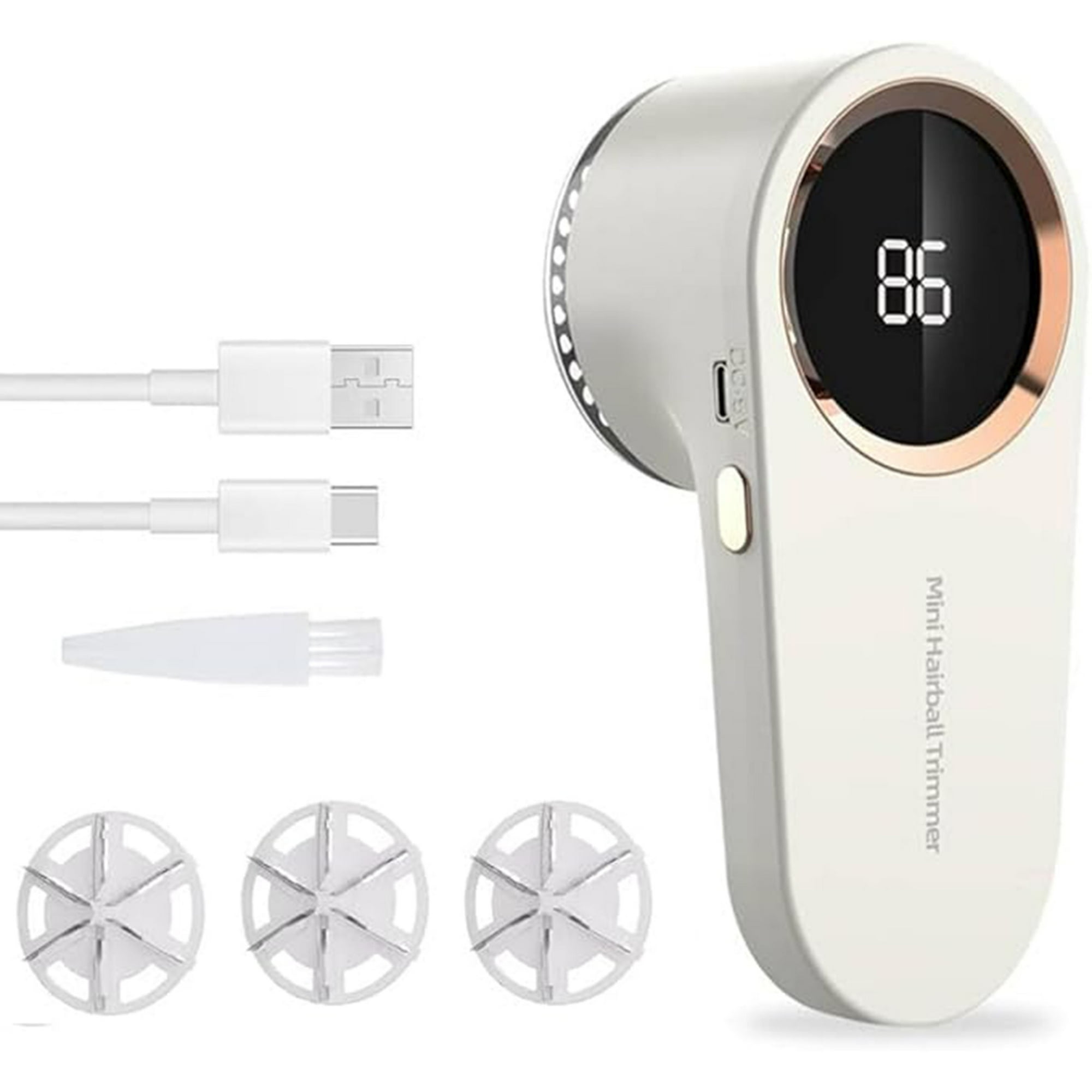 Veat00l - Quitapelusas Con Pantalla Digital Inteligente, Con 3 Cuchillas Y 1 Cepillo De Limpieza, Recargable Por Usb, Quita Pelusas De Ropa Extraíble, Para Todo Tipo De Ropa, Sofás, Calcetines