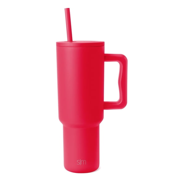 Vaso Simple Modern Trek de 1,2 litros con asa y tapa con pajita, color rojo