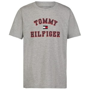 Camiseta Tommy Hilfiger De Manga Corta Para Niños, Color Gris Universitario, 10-12 Años