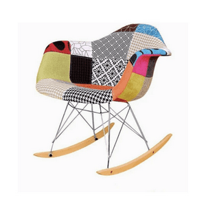 Habita2 Chile - Mecedora Silla Rocking Asiento Patch Chenille - Naranjete