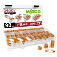 Peppy Products - Surtido De Conectores De Cable Wago 221, Tuercas De Palanca, 90 Piezas Con Funda