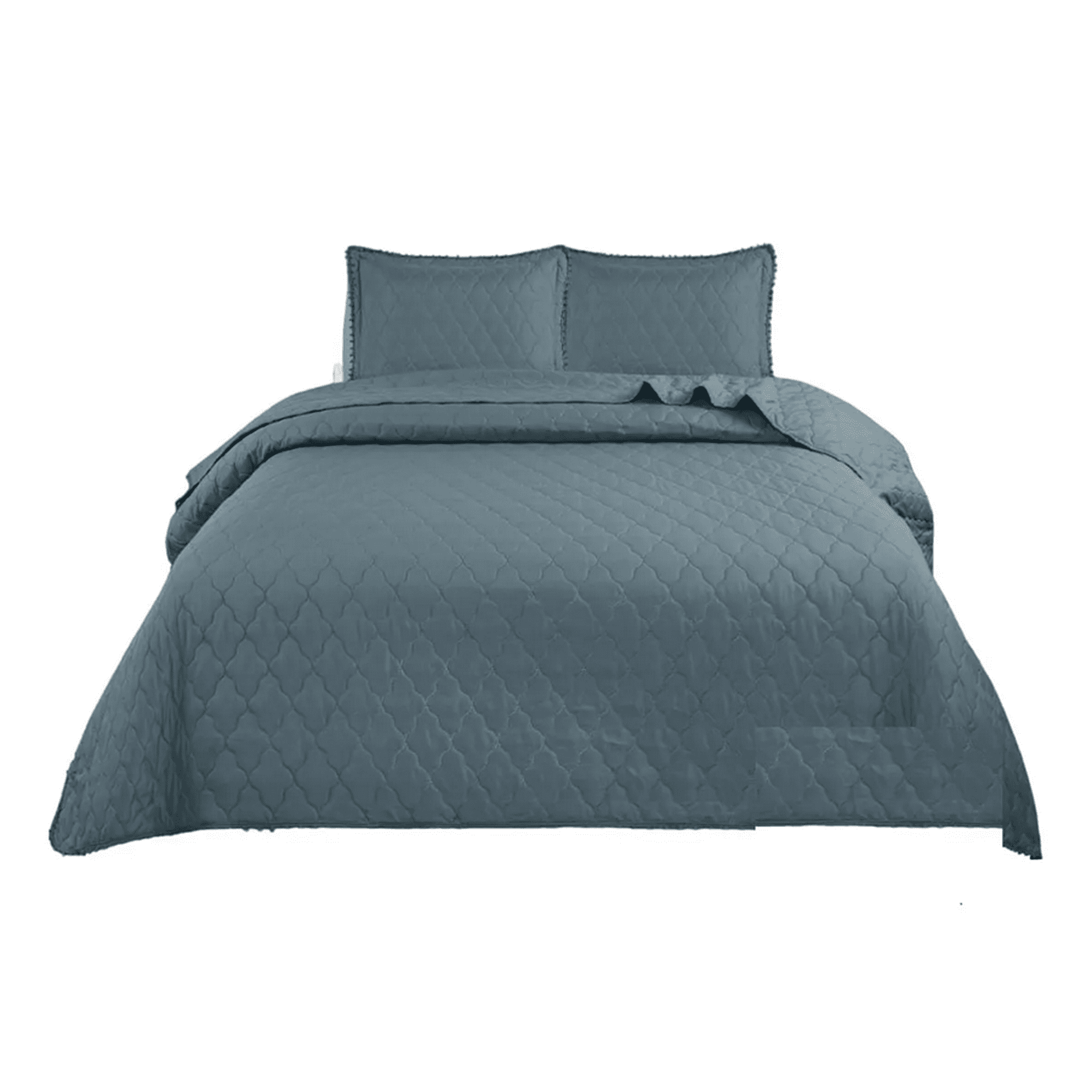 Genérico - Cubrecama Verano 2 Plazas Pompones + 2 Fundas