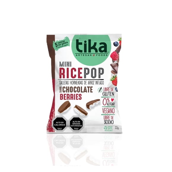 Galletas Horneadas de Arroz Inflado Sabor Chocolate y Berries, 22 g
