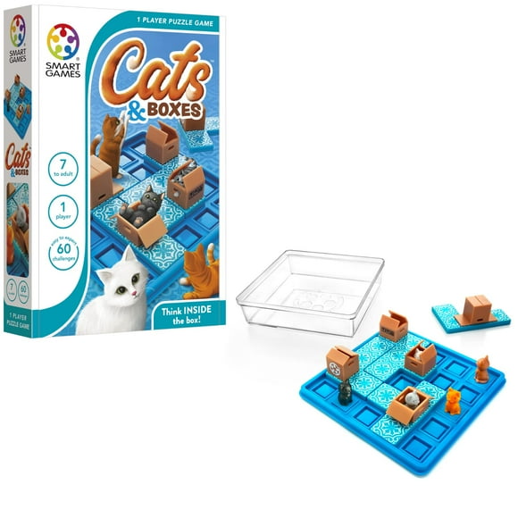 Juego de viaje SmartGames Cats & Boxes con 60 desafíos 7+