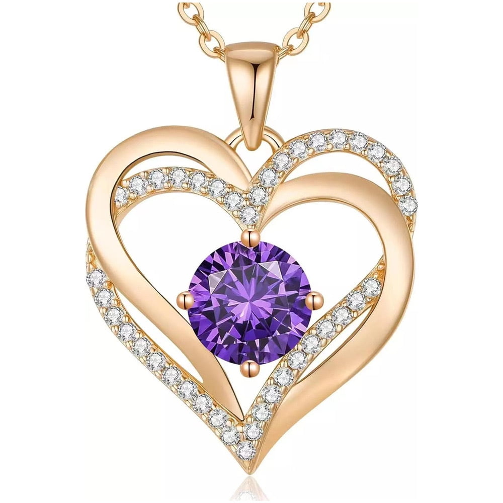 Collar Heshpaws Love Pendant Con Birthstone Zirconia Y Caja De Regalo