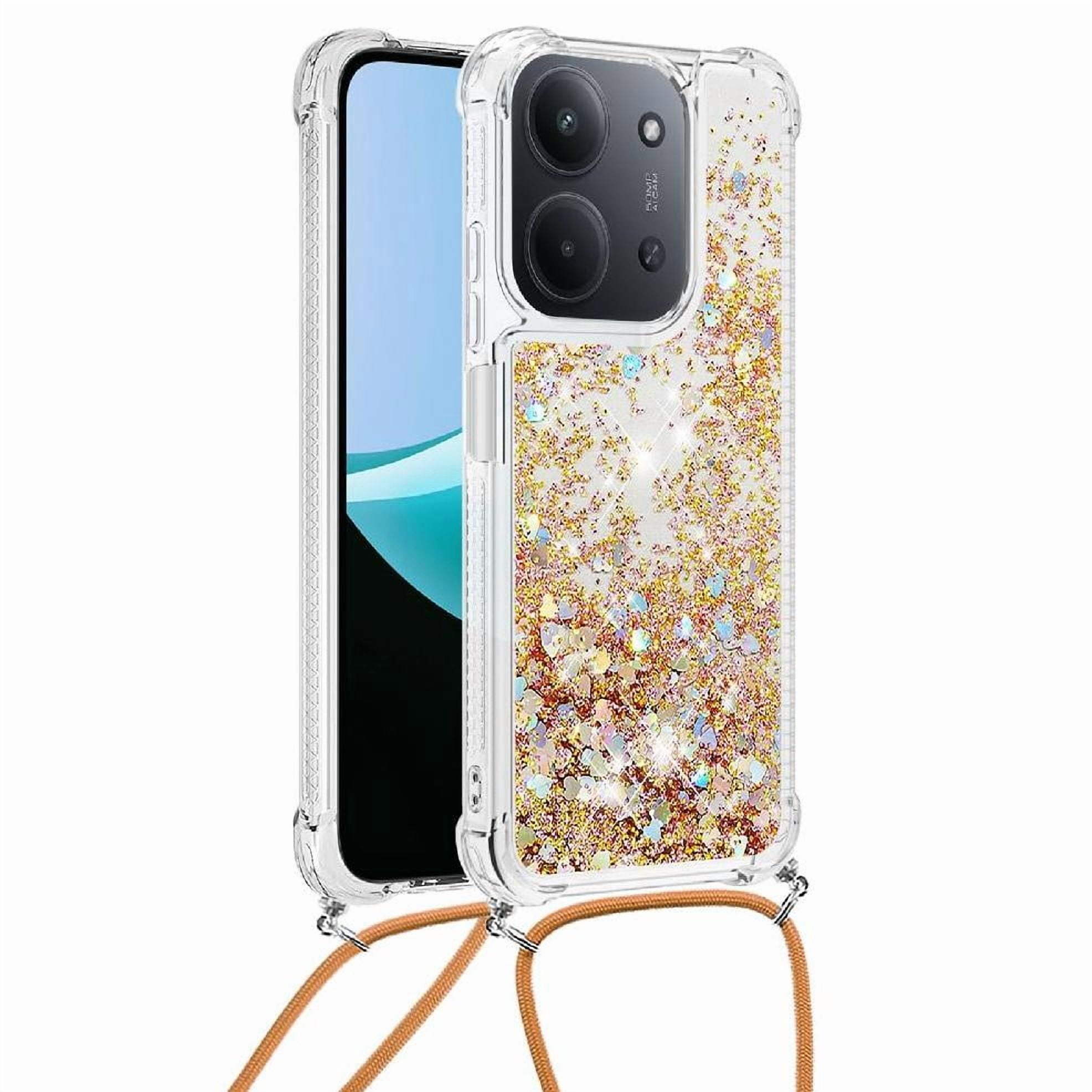 Funda Foxdock Para Xiaomi Redmi 15c Con Cuerda Ajustable, Brillo Líquido, Protección Antigolpes Y Lente – Ideal Para Regalo