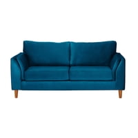 Latam Home - Sofa Milan 2C Con Resortes Pocket Tela Velvet Azul Petroleo
