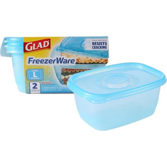 Contenedores Glad para Almacenamiento de Alimentos 1.9 L (2 unidades) Rectangulares