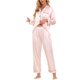 thumbnail image 2 of Conjunto de Pijama de Satén Floral para Mujer INSPIRE CHIC con Manga Larga y Botones con Solapa Entallada para Otoño Invierno S Rayas Rosadas, 2 of 4