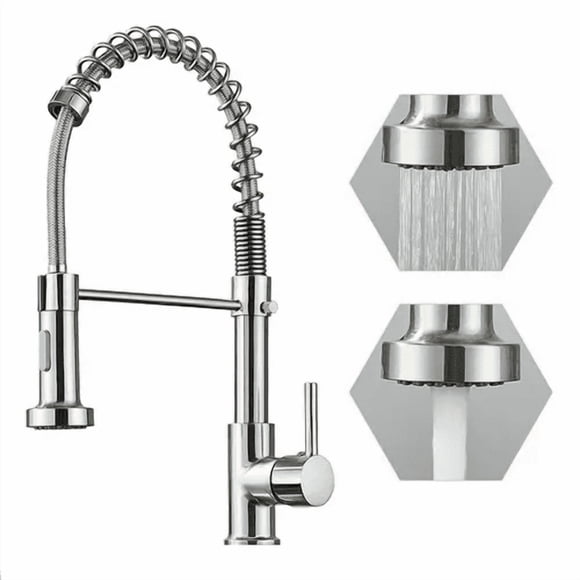 Llave Monomando Lavaplatos Cocina Grifo Flexible Plateado