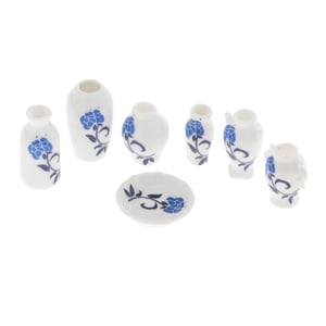 Magideal - 7X Simulación Jarrón Y Placa Modelo Micro Paisaje Comedor Jardín Escena Muebles Foto Accesorios 1/12 Decoración Paisaje Suministros Fresa