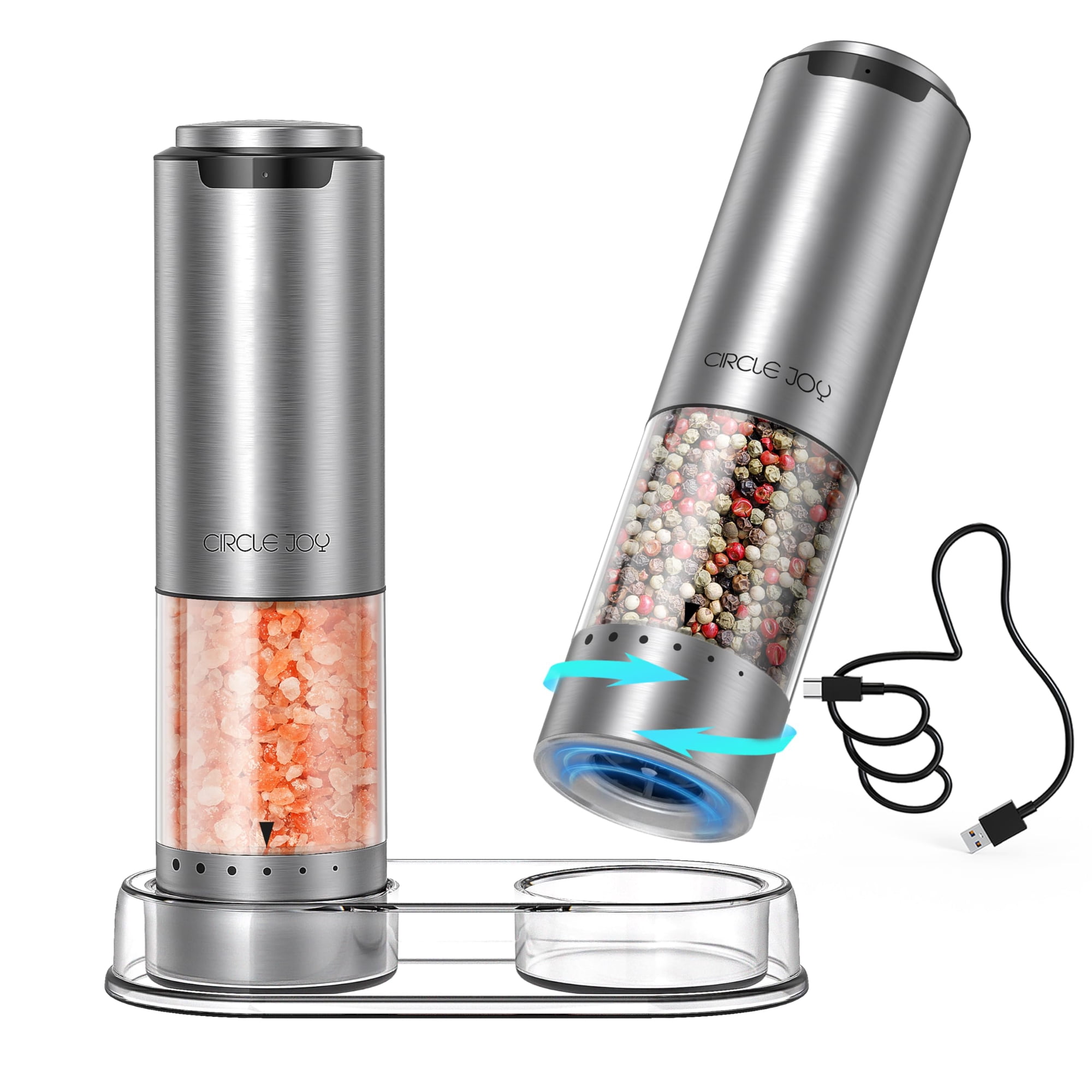 Set De Molinillos Eléctricos De Sal Y Pimienta Circle Joy 95 Ml