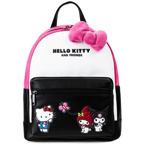 Mochila Hello Kitty Para Mujer, Niña Y Adolescente, A La Moda, Rosa Y Negro