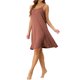 thumbnail image 4 of INSPIRE CHIC Vestido de Noche para Mujer de Mezcla de Algodón sin Mangas con Tirantes Finos y Detalle de Espalda Cruzada, Ropa de Casa hasta la Rodilla 3XL Rojo Ladrillo, 4 of 6