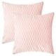thumbnail image 1 of FUNDAS DE COJÍN REGALWOVEN, 2 PACK DE FUNDAS DECORATIVAS DE TERCIOPELO A RAYAS PARA SOFÁ DE GRANJA ROSA 18" x 18", 1 of 6