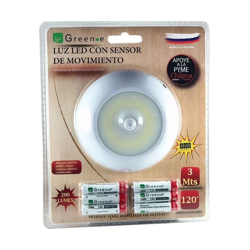 Green E Luz Led Con Sensor Amar 3 Pilas Y 3 Reg