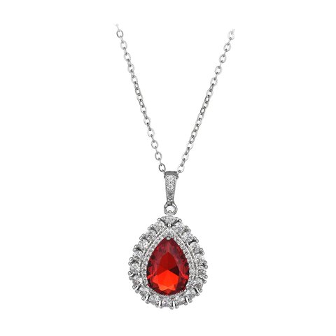 Magideal - Collar Con Colgante De Gota Para Mujer, Joyería Novedosa, Collar De Compromiso Rojo