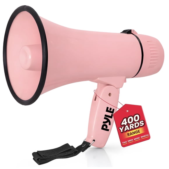Megáfono Pyle 20W Rosa con Entrada Auxiliar y Sirena de Grabación