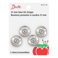 Sew-On Snaps Dritz De Latón Niquelado, Tamaño 10, 4 Unidades