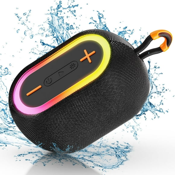 Parlante Bluetooth, Mini Parlante Bluetooth JYX Con Luces De Dj, Resistente Al Agua Ipx7, Pequeño Parlante Bluetooth Para Casa, Viajes, L1-Black