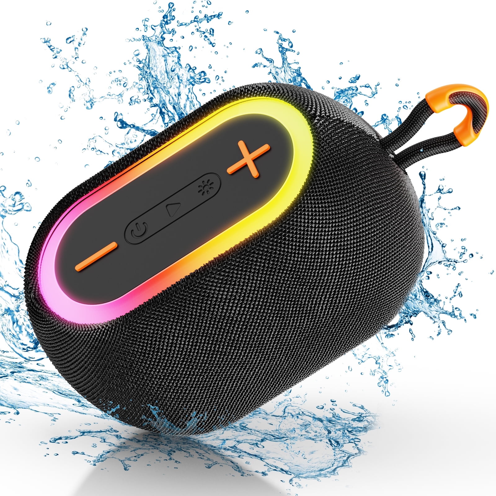 Parlante Bluetooth, Mini Parlante Bluetooth Jyx Con Luces De Dj, Resistente Al Agua Ipx7, Pequeño Parlante Bluetooth Para Casa, Viajes, L1-Black