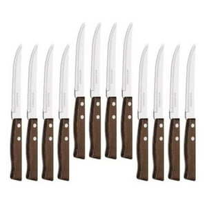 Citohome - Pack 12 Cuchillos Acero Inoxidable Cubiertos Madera Asado
