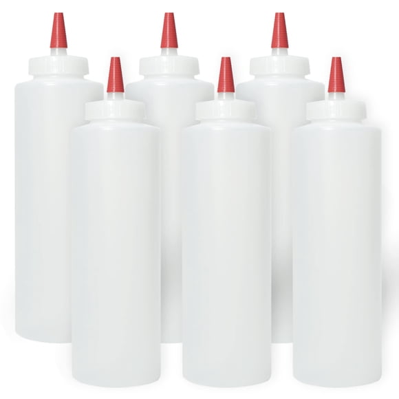 Botellas de condimentos de plástico para exprimir Pinnacle Mercantile, 473 ml, 6 unidades