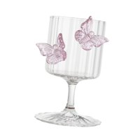Magideal - Postre De Vaso De Vino De Mariposa Plato De Tazón Decoración Del Hogar Tazón Portátil Portátil Copa Artística Para Beber Para Cafés De Yogurt De Leche Raya