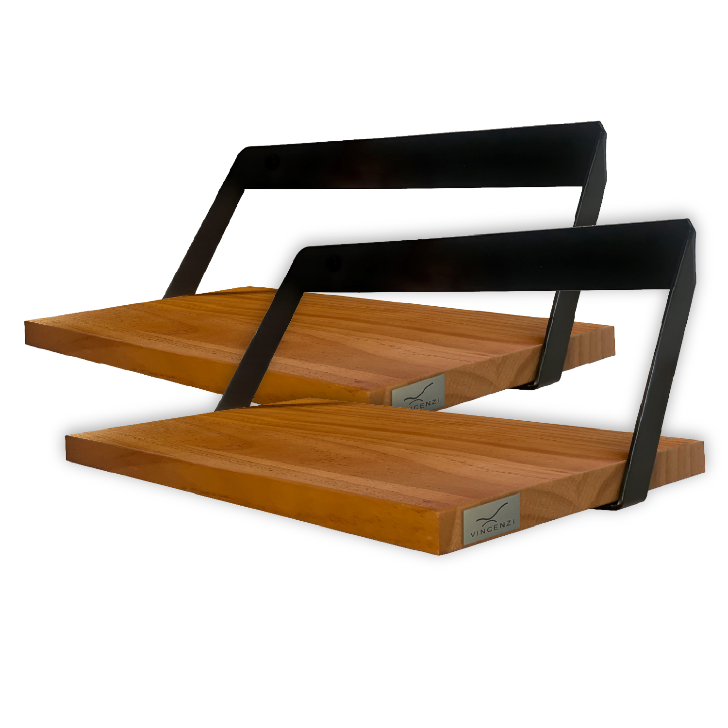 Vincenzi - Pack 2 Repisas Madera Y Hierro 40X20 Cm De Pared
