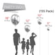 thumbnail image 2 of Balloon PartyWoo, paquete de 155 unidades, plata metalizada, con kit de arco, 2 of 7
